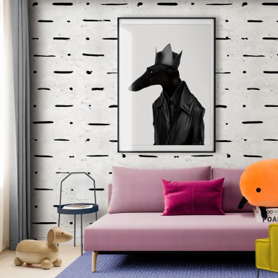 Mudcloth Paint Concrete. Washable, texture vinyl, eco-friendly inks, opaque, antibacterial for living room walls. Lokoloko