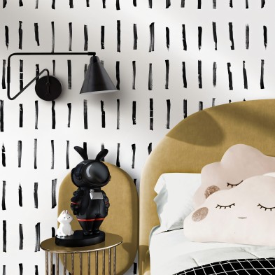 Brush vertical mini. Washable, texture vinyl, eco-friendly inks, opaque, antibacterial for bedroom walls. Lokoloko