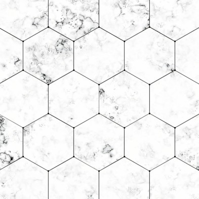 Azulejos hexagonales mármol blanco. Vinilo Mate. 95cmx205cm