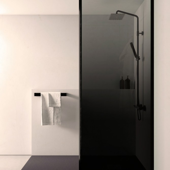 Degradado negro en vinilo transparente lavable para baños, decorando y renovando una mampara de ducha. Lokoloko