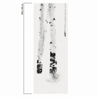 Birch is a mural with a birch forest. Depth for smooth wall and furniture. Black and white. Eco paper. Piece 1. Lokoloko