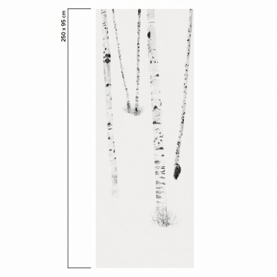 Birch is a mural with a birch forest. Depth for smooth wall and furniture. Black and white. Eco paper. Piece 3. Lokoloko