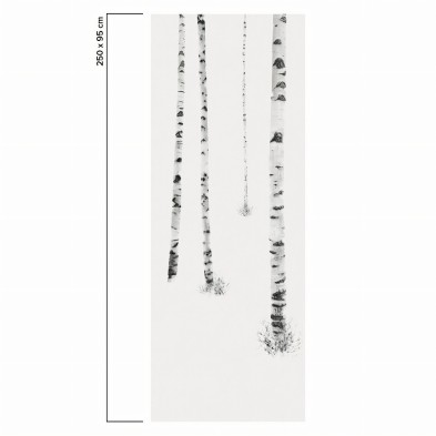 Birch is a mural with a birch forest. Depth for smooth wall and furniture. Black and white. Eco paper. Piece 4. Lokoloko