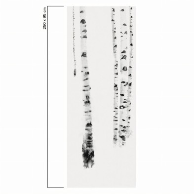 Birch es un mural con bosque de abedules. Profundidad para pared lisa y muebles. Blanco y negro. Papel eco. Pieza 5. Lokoloko