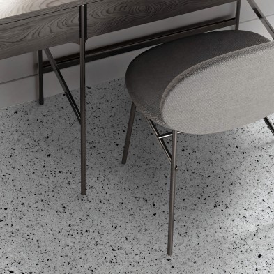 Terrazo Lido. Vinilo lavable autoadhesivo para suelos de baldosas o azulejos en cocinas y baños. Gris. Lokoloko