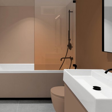 Earthy Sand Gradient in washable Clear Glossy vinyl for bathrooms, decorating and renewing a bathtub screen. Lokoloko