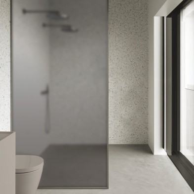 Degradado Marrón Kobe en vinilo translúcido lavable para baños, decorando y renovando una mampara de ducha. Lokoloko