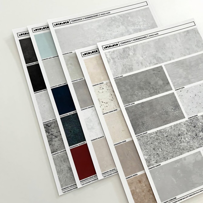 floor interior washable vinyl sampler for floor. Designs of cement, concrete and stones.