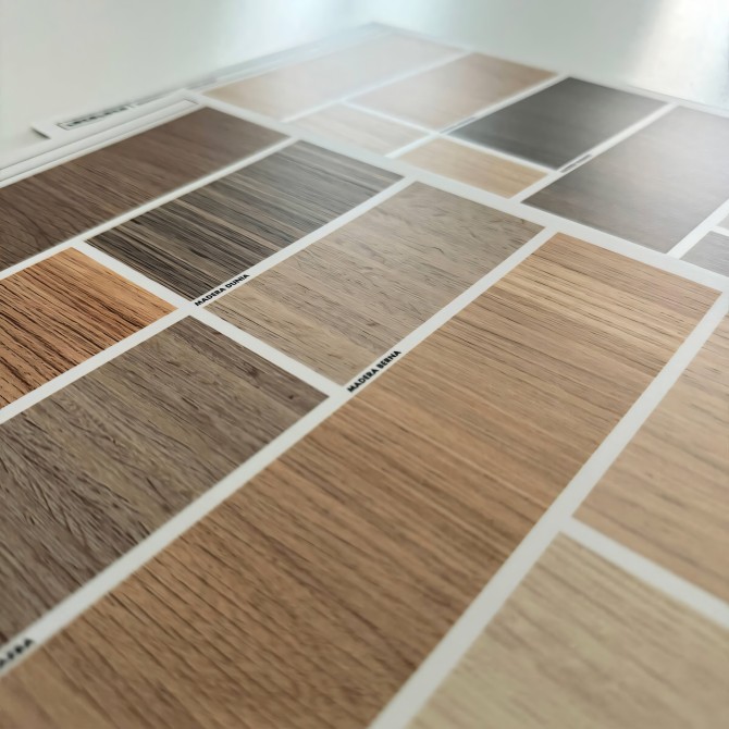 Matte exterior washable vinyl sampler for furniture and walls. Designs of woods. Lokoloko