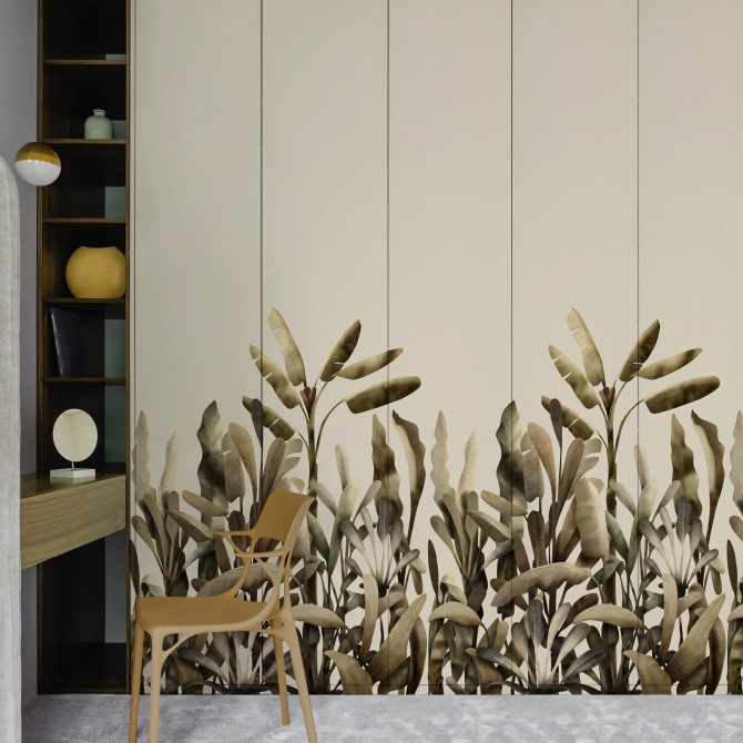 Baume Botanic 2. PVC-free self-adhesive ecological wallpaper for smooth built-in wardrobe. Lokoloko