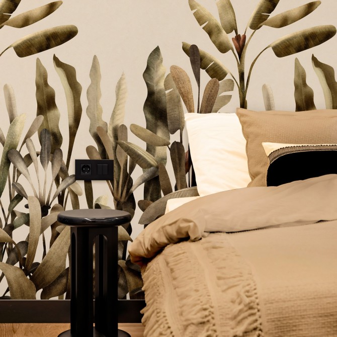 Baume Botanic 2. PVC-free self-adhesive ecological wallpaper for smooth bedroom walls. Lokoloko