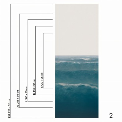 Taifu mural in washable self-adhesive vinyl for walls, it is a deep blue ocean with light gray sky. Piece 2. lokoloko