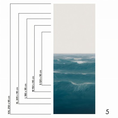 Mural Taifu en vinilo lavable autoadhesivo para paredes, es un oceáno de azul profundo con cielo gris claro. Pieza 5. lokoloko