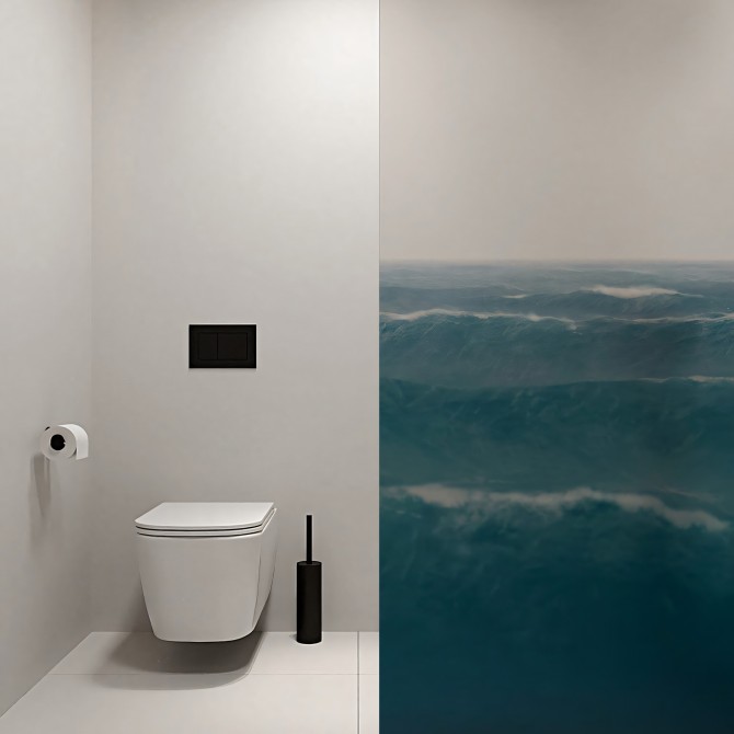 Taifu - Washable translucent vinyl sticker with ecological inks, for glass partition of bathrooms. Lokoloko