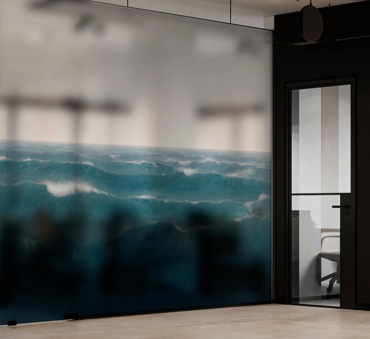 Taifu- Washable self-adhesive translucent vinyl sticker of mural for office panel glass. Lokoloko