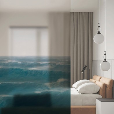 Taifu - Washable self-adhesive translucent vinyl sticker of mural for bedroom panel glass.Lokoloko