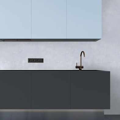 Light Blue Cement. Washable self-adhesive eco-friendly inks. Vinyl for walls tiles kitchen backsplash, lokoloko