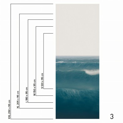 Taifu mural in washable self-adhesive vinyl for walls, it is a deep blue ocean with light gray sky. Piece 3. lokoloko