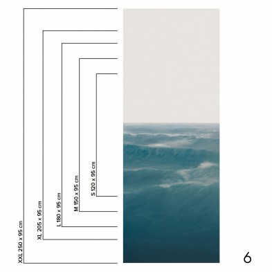 Mural Taifu en vinilo lavable autoadhesivo para paredes, es un oceáno de azul profundo con cielo gris claro. Pieza 6. lokoloko