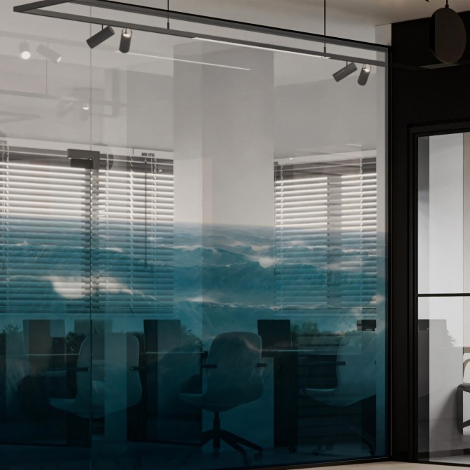 Taifu- Washable self-adhesive transparent vinyl sticker of mural for office panel glass. Lokoloko