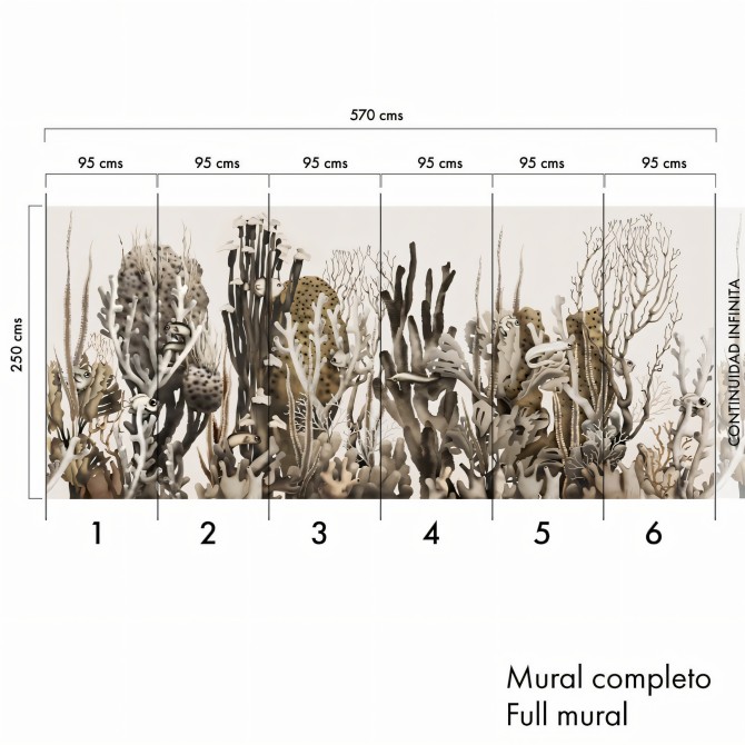 Coral. Self-adhesive Eco-friendly Wallpaper Mural 🌿