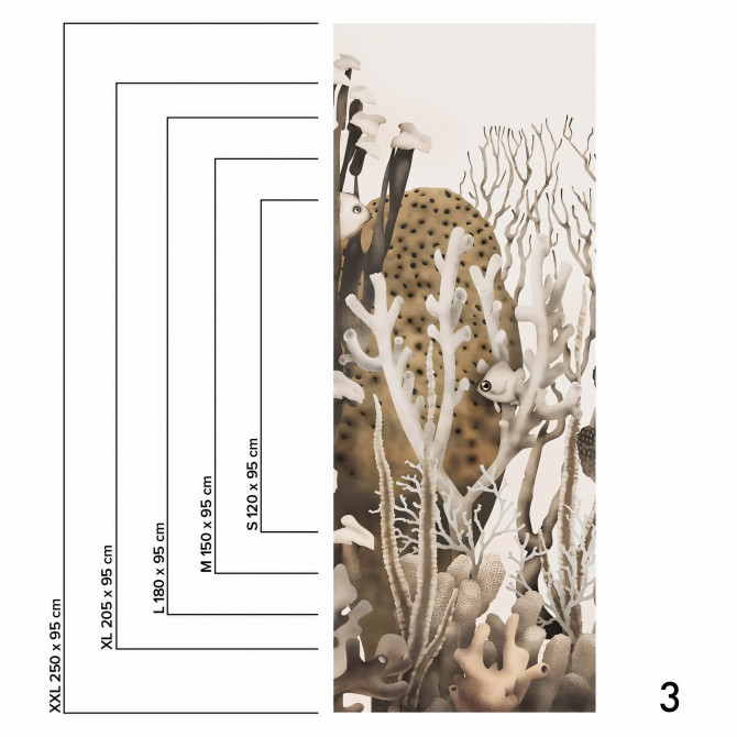 Mural Coral en vinilo lavable autoadhesivo para paredes, es un coral tropical con peces, pieza 3 lokoloko