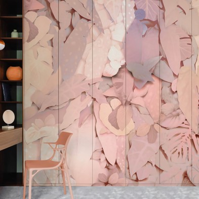 Mural de papel pintado ecológico texturizado autoadhesivo para forrar armario empotrado dormitorio. Illier
