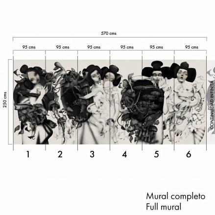 Geiko Self-Adhesive eco-friendly PVC-free wallpaper mural for walls. Texture fabric. Geishas