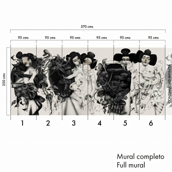 Geiko Mural de papel pintado ecológico autoadhesivo para paredes y superficies lisas. Mural completo Lokoloko