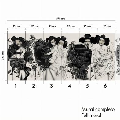 Geiko Self-Adhesive eco-friendly PVC-free wallpaper mural for walls. Texture fabric. Geishas