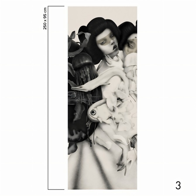 Geiko Self-Adhesive eco-friendly PVC-free wallpaper mural for walls.Piece 3 Lokoloko