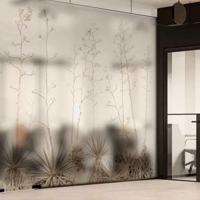 Pita Tierra. Mural de vinilo translúcido autoadhesivo lavable para mamparas cristal de oficinas. Lokoloko