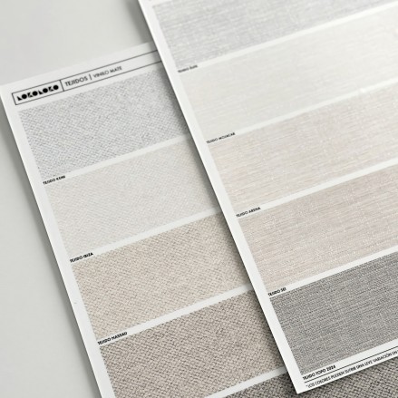 Muestrario Tejidos de vinilo mate, tintas ecologicas, resistente al agua, antibacterias para forrar muebles y paredes. Lokoloko