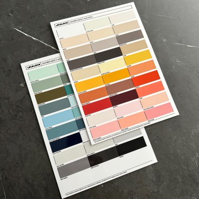 Sample of washable glossy vinyl plain colours, eco-friendly inks, water resistant, for covering furniture and walls. Lokoloko