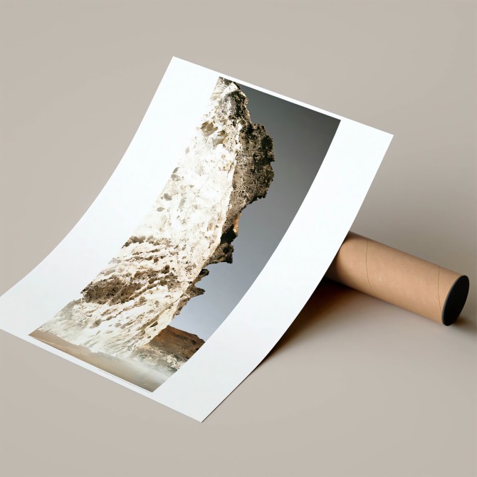 Póster fotográfico en papel ecológico texturizado del Acantilado Cala Chica Parque de Cabo de Gata Níjar, color. Vertical
