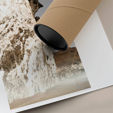 Photographic poster on textured eco-friendly wallpaper the Cliff Cala Chica in the Cabo de Gata Níjar Park, color. vertical.