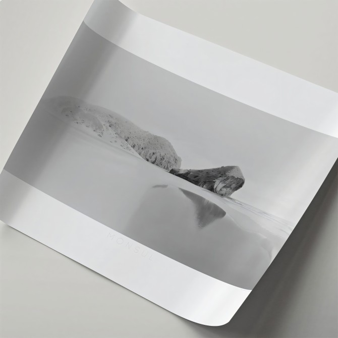 Photographic poster on textured eco-friendly wallpaper of Mónsul beach, Almería. Black and white. Lokoloko