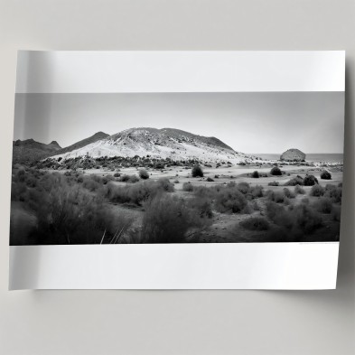 Photographic poster on textured eco-friendly wallpaper of Monsul Beach with Fossil Dune, Black & white. Lokoloko