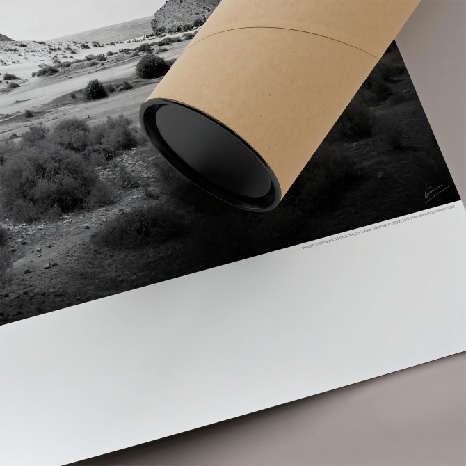 Photographic poster on textured eco-friendly wallpaper of Monsul Beach with Fossil Dune, Black & white. Lokoloko