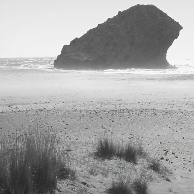 Photographic poster on textured eco-friendly wallpaper of Monsul Beach Cabo de gata, Black & white. Lokoloko