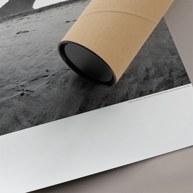 Photographic poster on textured eco-friendly wallpaper of Monsul Beach with Dune, black & white. Lokoloko