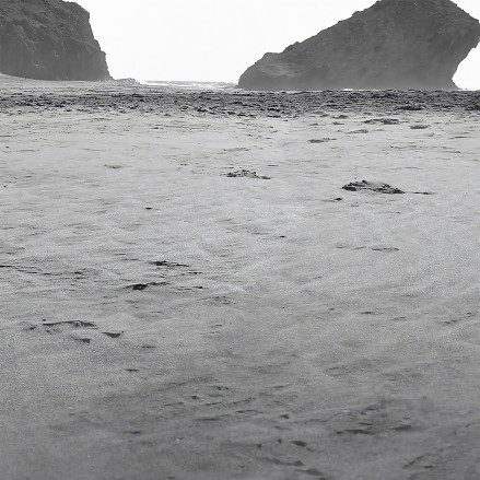 Photographic poster on textured eco-friendly wallpaper of Monsul Beach with Dune, black & white. Lokoloko
