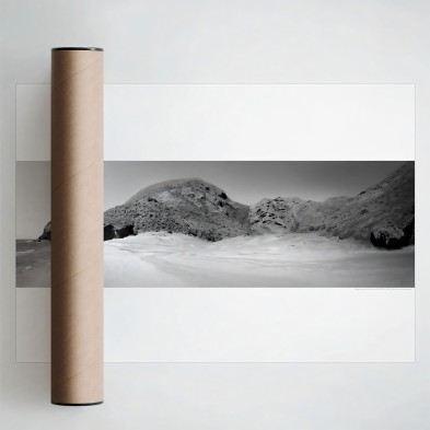 Póster fotográfico en papel ecológico texturizado de Cala del Barronal. Cabo de Gata. blanco y negro. Lokoloko