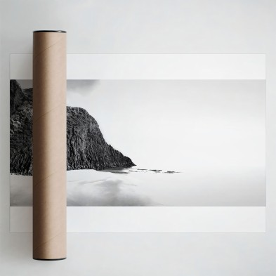 Póster fotográfico en papel ecológico texturizado de Playa Punta del Barronal. Cabo de Gata. Blanco y negro. Lokoloko