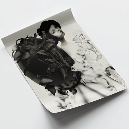 Geiko 2 Poster in Black & White: Minimalist Japanese Art 🌿