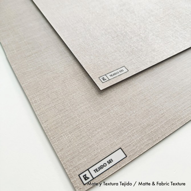 Sei fabric. Washable textured vinyl, ecological inks, water resistant, fabric texture or matte finish. Lokoloko
