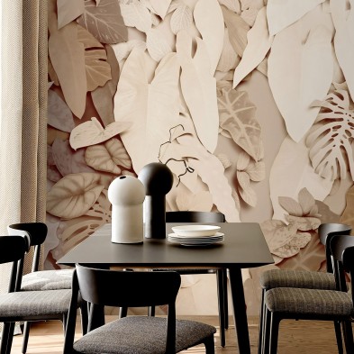 Gaia. Mural de papel pintado ecológico autoadhesivo texturizado para paredes de salon y comedor. Lokoloko