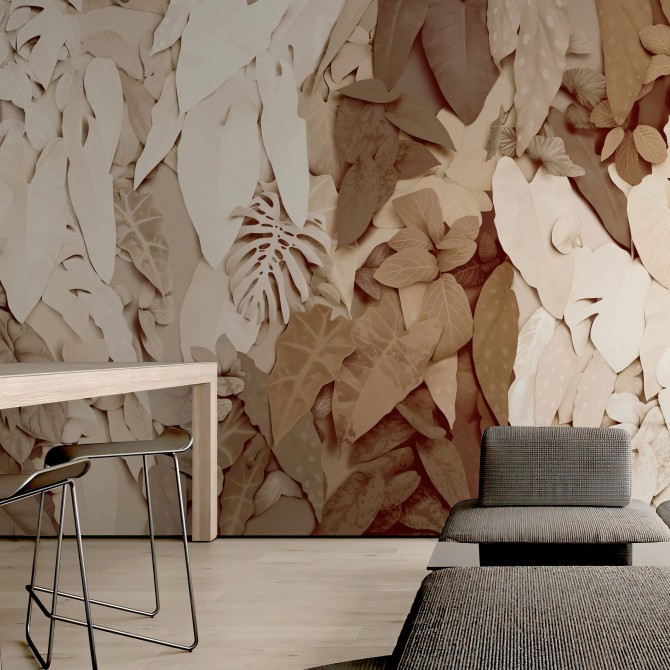 Gaia. Mural de papel pintado ecológico autoadhesivo texturizado para paredes de salon y comedor. Lokoloko