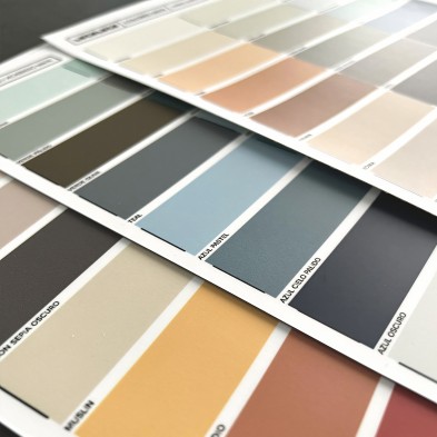 Muestrario Colores lisos vinilo mate, tintas eco, resistente al agua, ignifugos, opacos para forrar muebles y paredes. Lokoloko