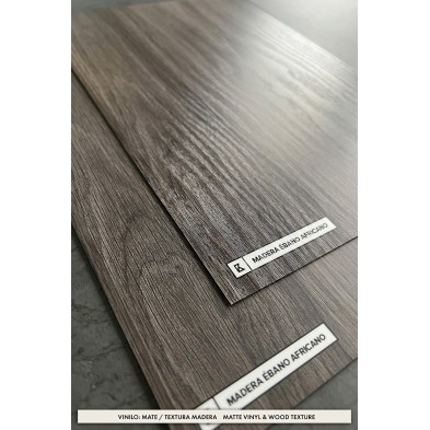 Ebony Wood African Vinyl to cover kitchen furniture, walls and bathrooms. Washable, fireproof, matte and wood texture.